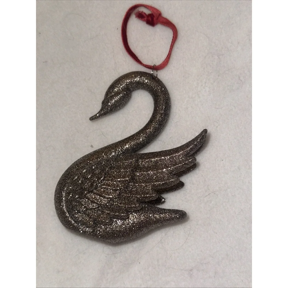Pier One Imports Christmas Collection Glitter‎ Silver SwanlOrnament